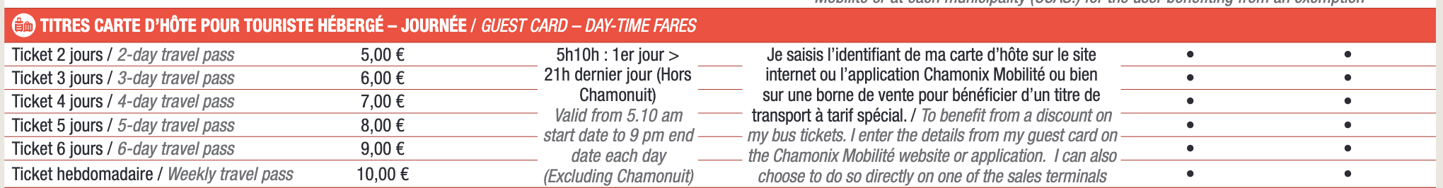 Prix bus sans ski pass