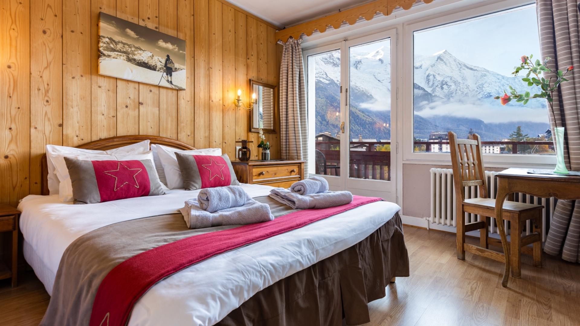 chambre vue mont blanc chalet hôtel La sapinière à Chamonix