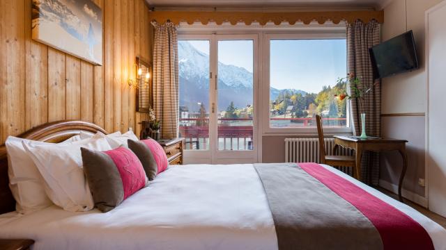 chambre vue mont-blanc chalet hôtel La Sapinière à Chamonix